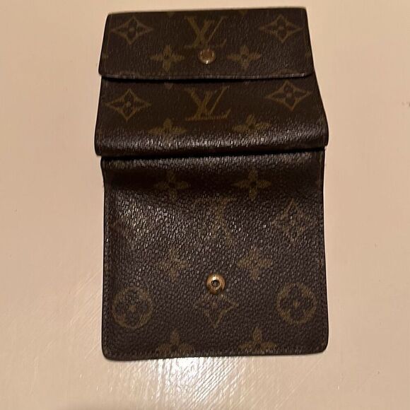 Louis Vuitton Monogram Compact Trifold Wallet Classic Brown Tan LV Logo Pattern - Picture 9 of 14